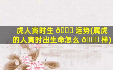 虎人寅时生 🐝 运势(属虎的人寅时出生命怎么 🐒 样)